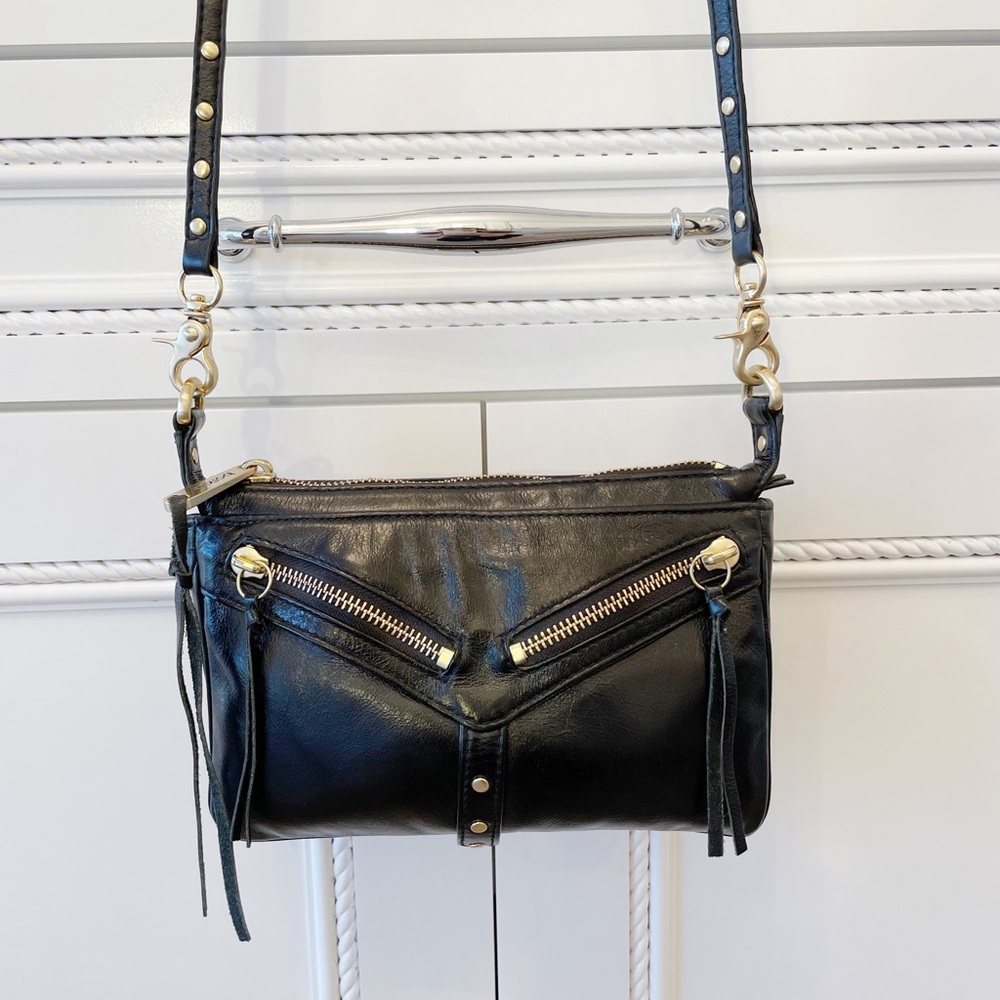 Botkier Trigger Moto Crossbody Bag Black Leather